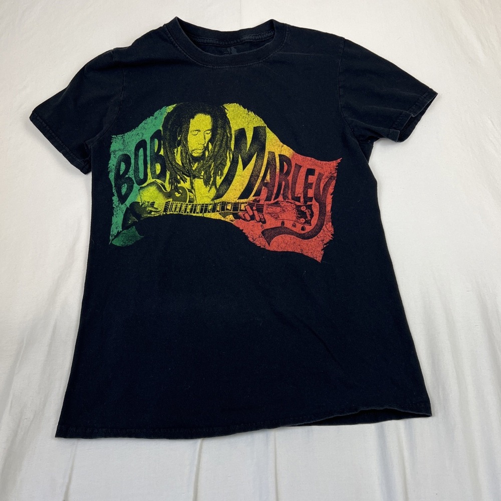 Zion Rootswear Bob Marley Graphic T-Shirt Black Rasta Reggae Mens Small S Cotton
